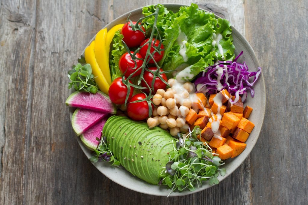 a bowl of healthy vegan salad